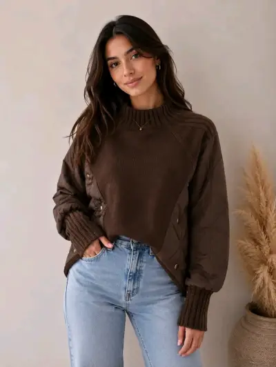 Suéter de mujer en varios colores con diseño acolchado - miniatura 1