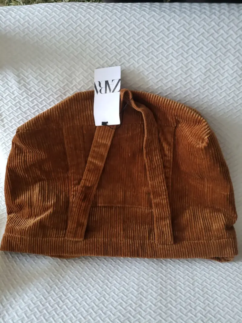 Bolso de pana marrón Zara con asas largas - 2