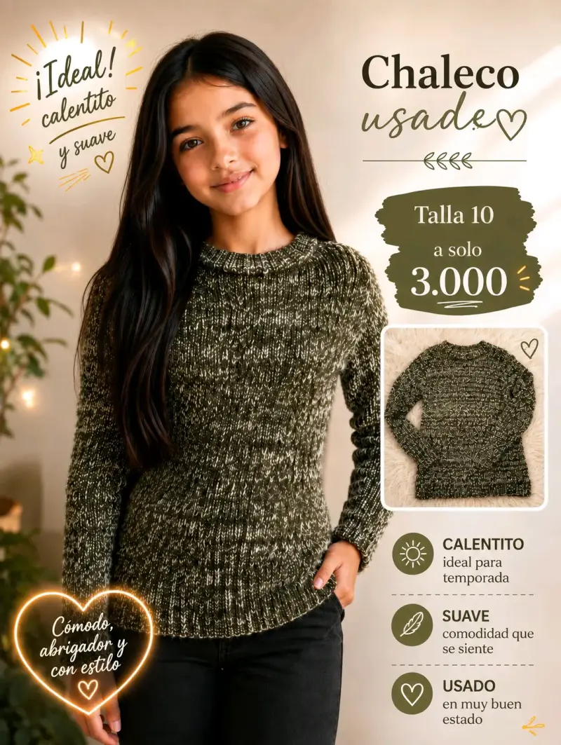 Chaleco de lana usado talla 10