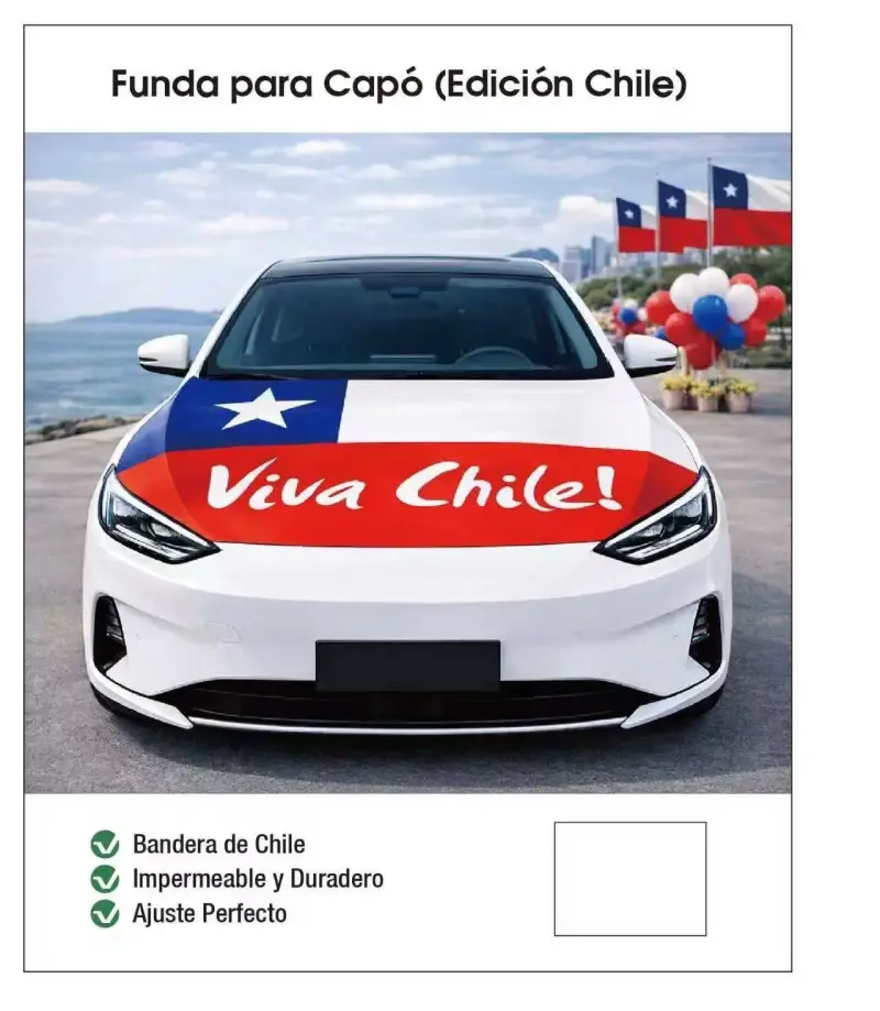 Funda para capó con bandera de Chile impermeable