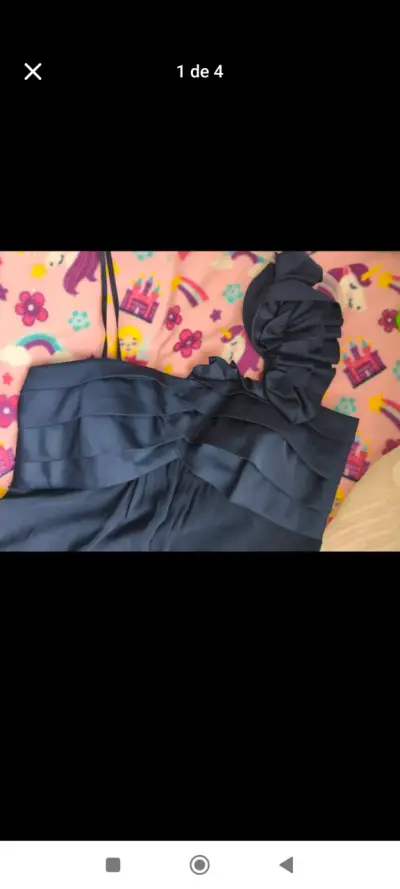 Vestido azul marino elegante con un solo hombro - miniatura 3