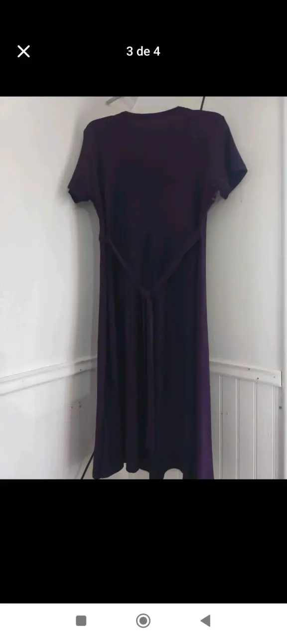 Vestido morado con detalles de perlas brillantes - 2
