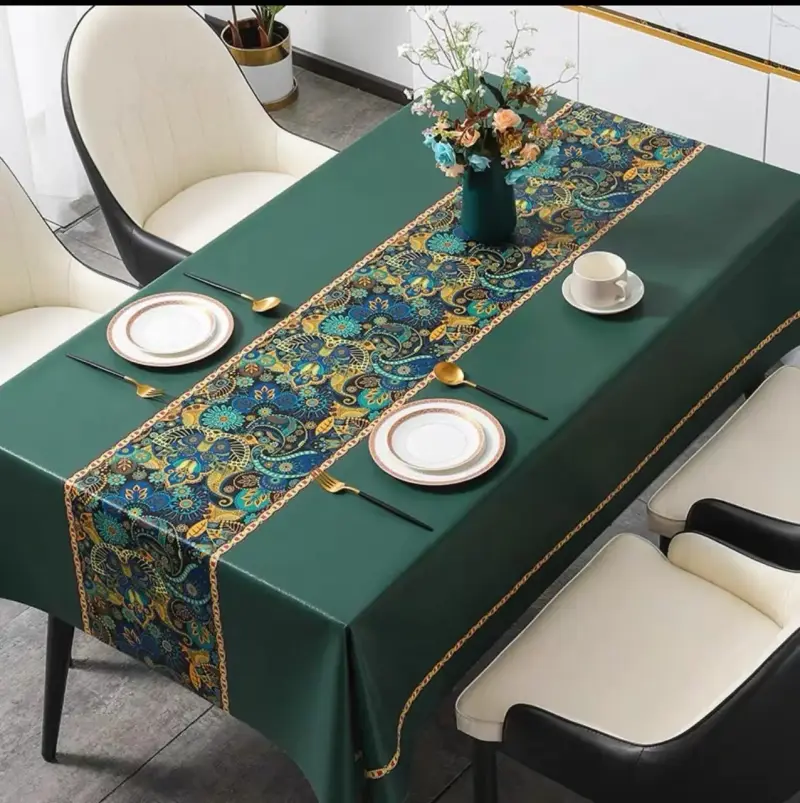 Mantel de Tela con Diseño Floral y Geométrico - 3