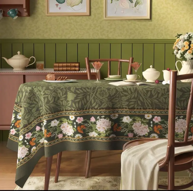Mantel de Tela con Diseño Floral y Geométrico - 4