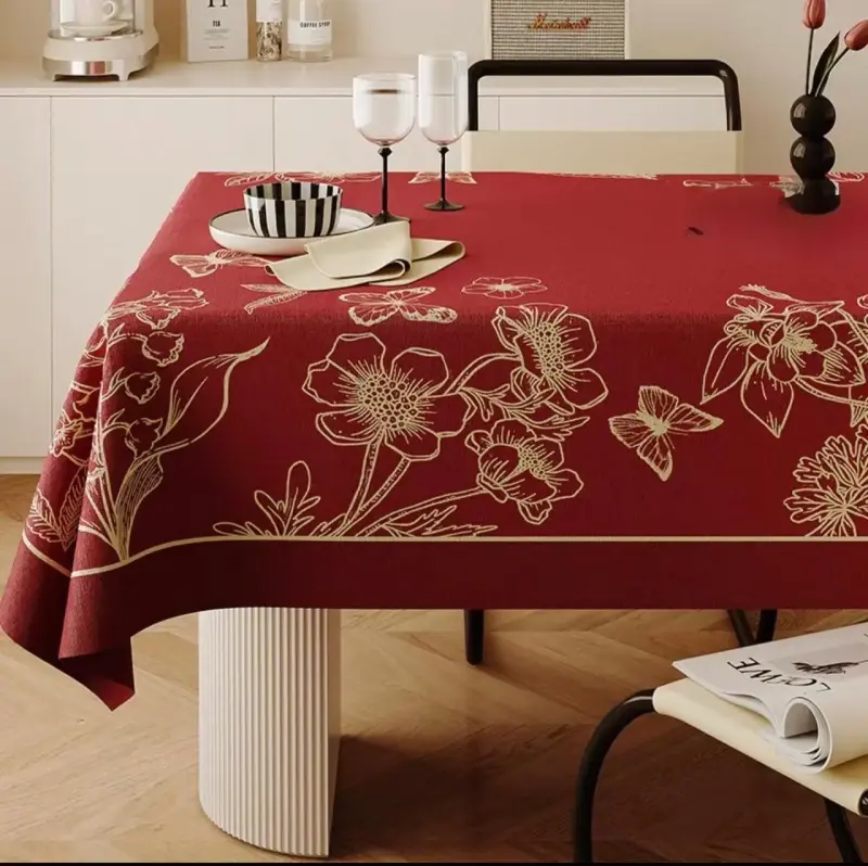 Mantel de Tela con Diseño Floral y Geométrico - 6