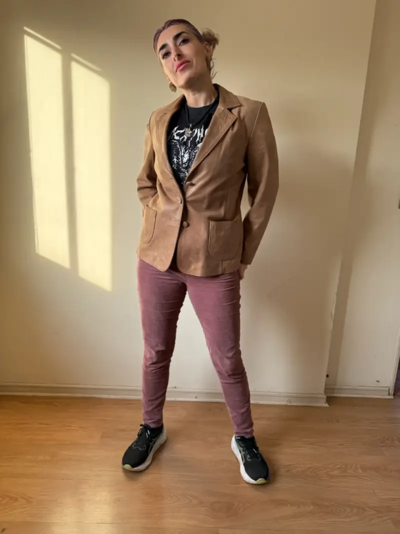 Blazer de cuero marrón Orix para mujer - 2