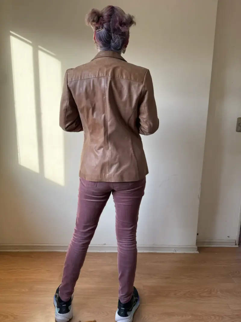 Blazer de cuero marrón Orix para mujer - 3