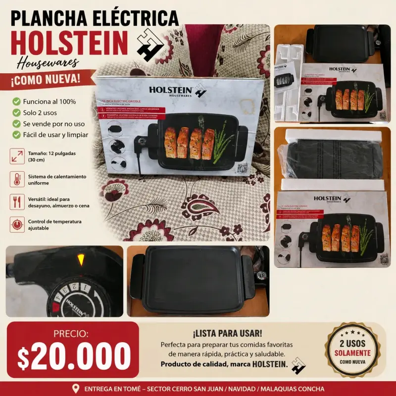 Plancha Eléctrica Holstein Usada Como Nueva