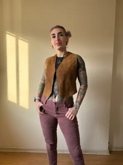 Vest de Cuero Marrón para Mujer - miniatura 1