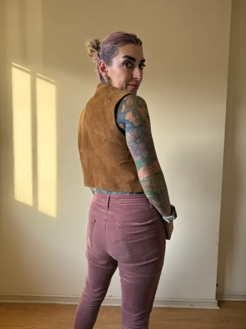 Vest de Cuero Marrón para Mujer - 2