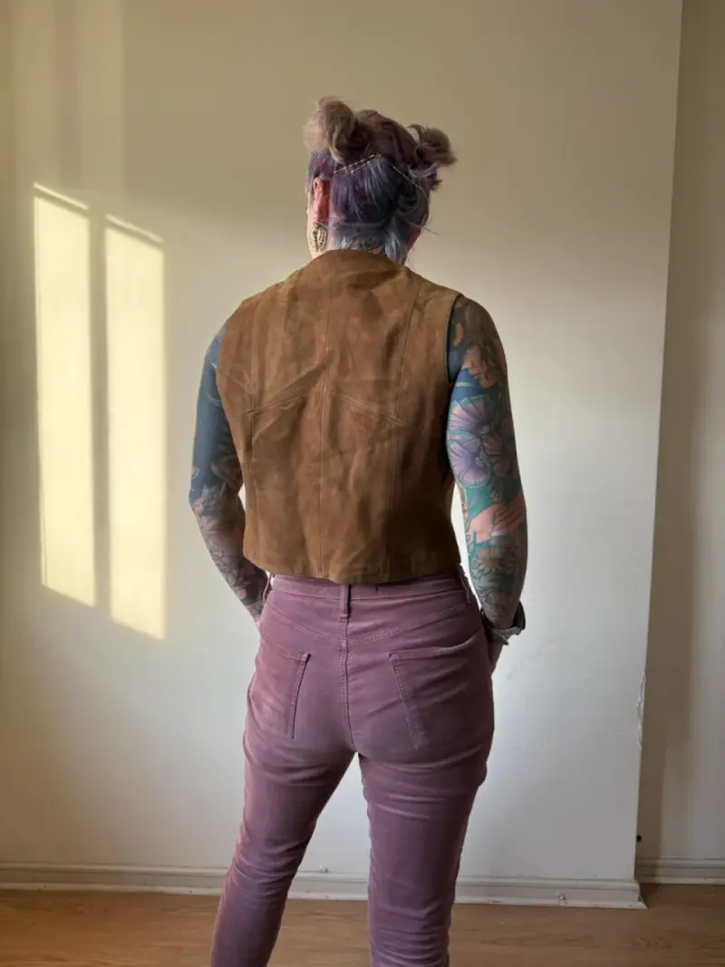 Vest de Cuero Marrón para Mujer - 3
