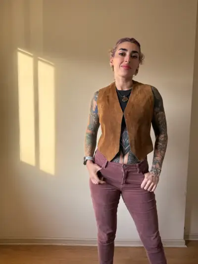 Vest de Cuero Marrón para Mujer - miniatura 4