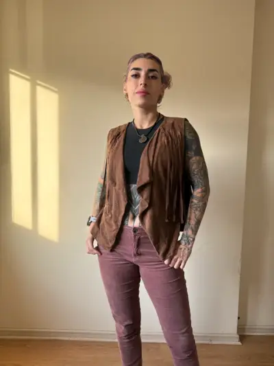 Vest con con Flecos Café para Mujer - miniatura 1