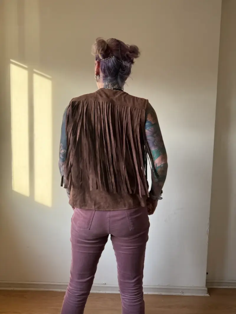 Vest con con Flecos Café para Mujer - 2