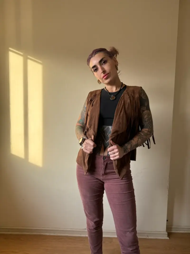 Vest con con Flecos Café para Mujer - 3