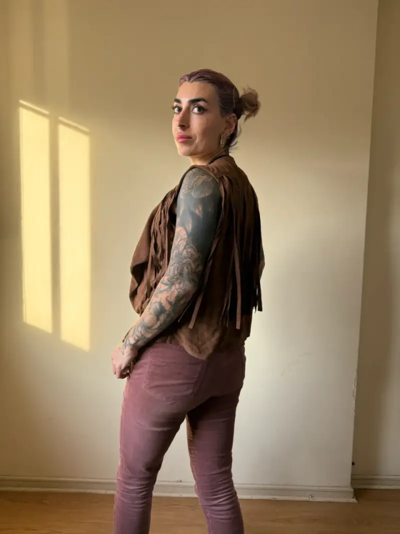 Vest con con Flecos Café para Mujer - 4