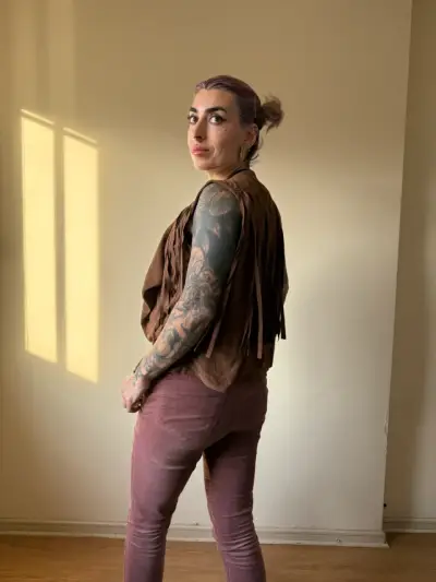 Vest con con Flecos Café para Mujer - miniatura 4