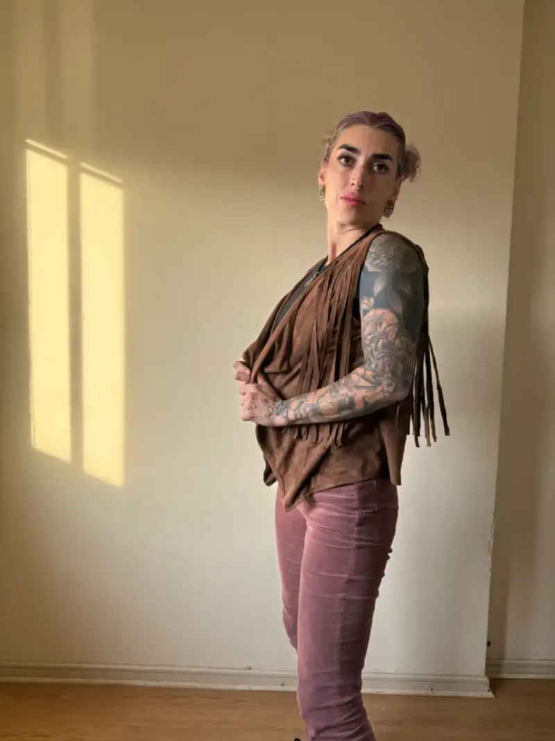 Vest con con Flecos Café para Mujer - 5