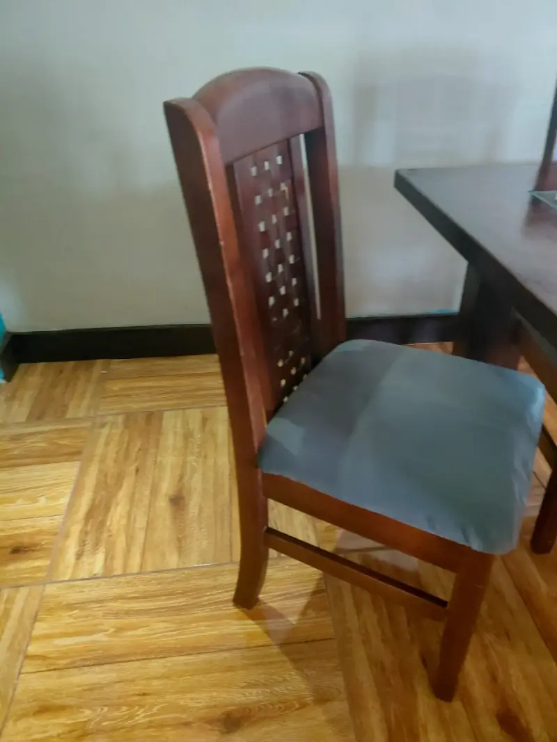 Juego de comedor de madera con vidrio para 6 personas - 4