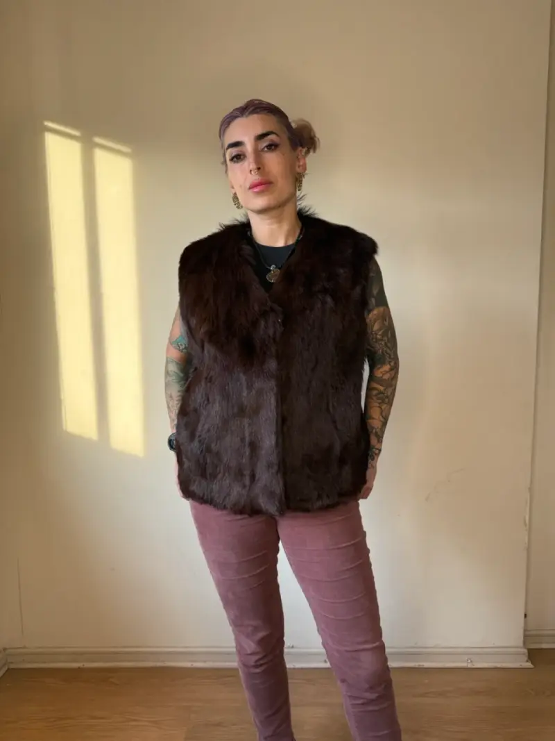 Vest de Piel Marrón para Mujer - 1