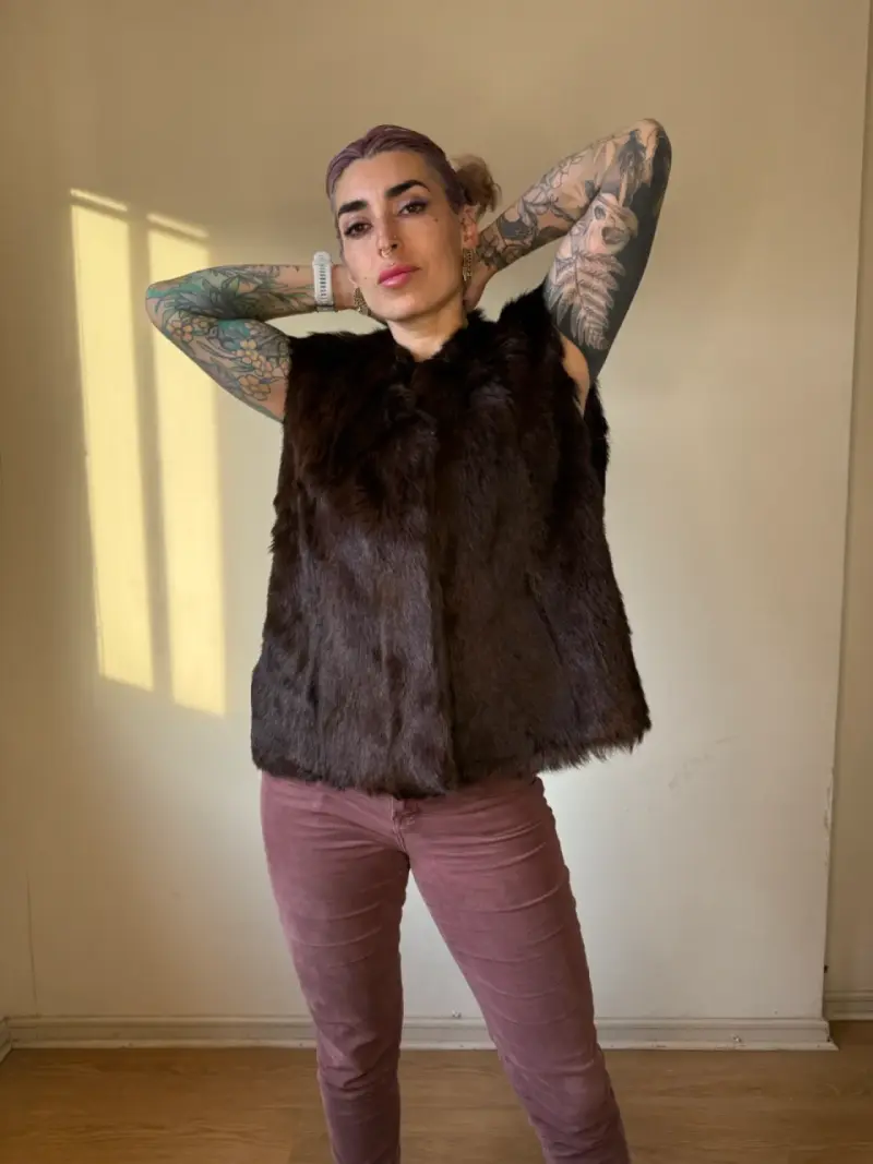 Vest de Piel Marrón para Mujer - 3