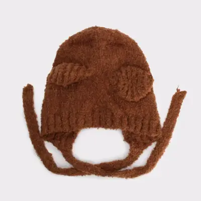 Gorro de lana con orejas de oso marrón - miniatura 2