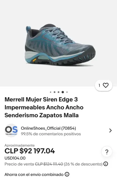 Zapatillas Merrell Siren Edge 3 Mujer Impermeables - miniatura 1