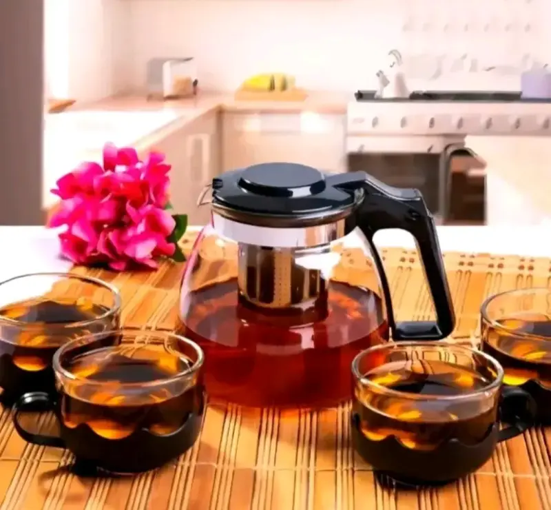 Set de tetera de vidrio con infusor y tazas - 2