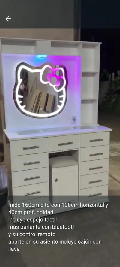 Tocador Hello Kitty con Espejo Táctil y Bluetooth - miniatura 2