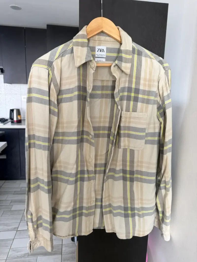 Camisa a cuadros beige Zara para hombre - 1