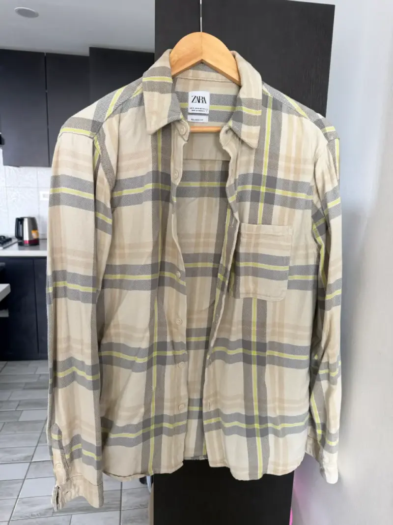 Camisa a cuadros beige Zara para hombre - 3