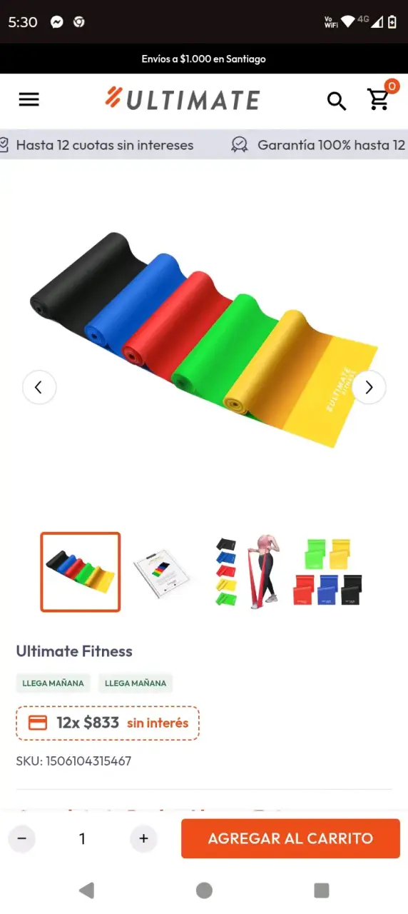 Bandas de Resistencia Ultimate Fitness Multicolor - 1