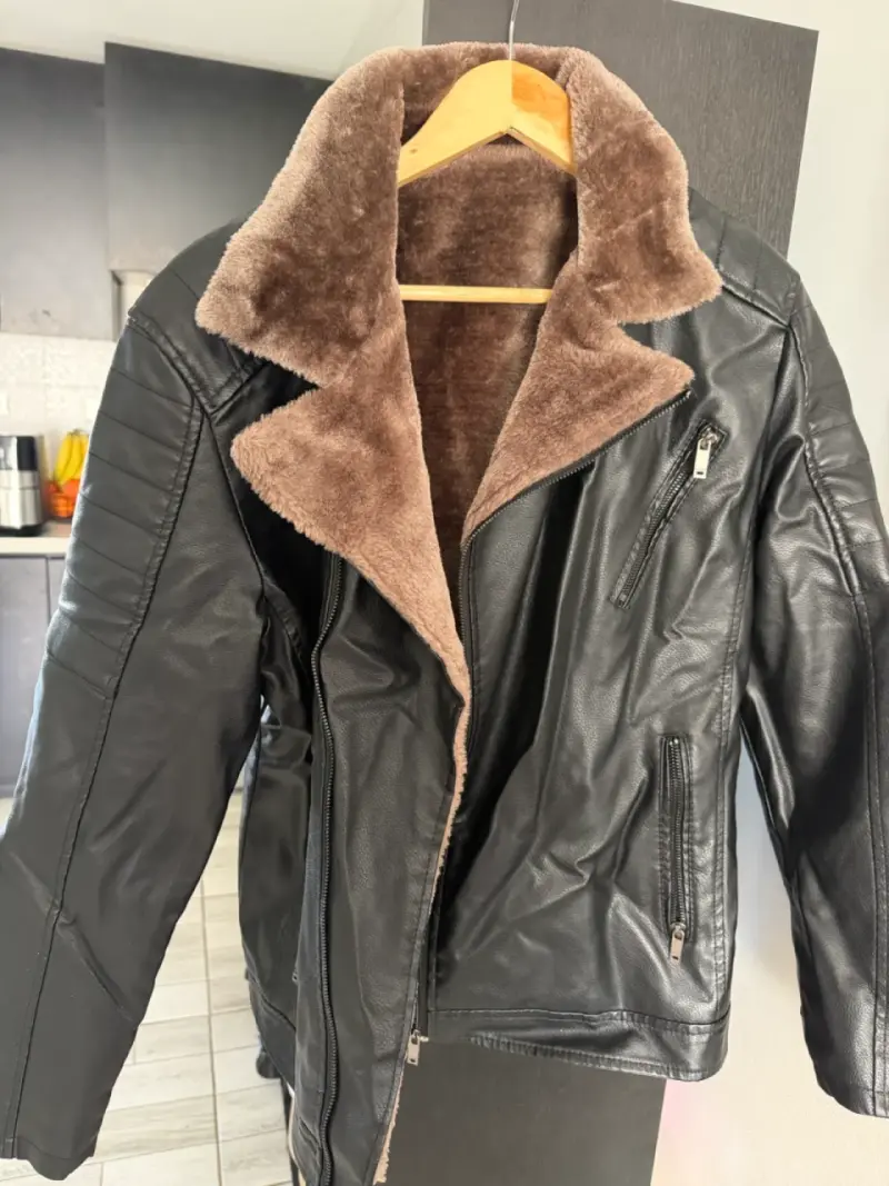 Chaqueta de cuero sintético con forro de piel - 2