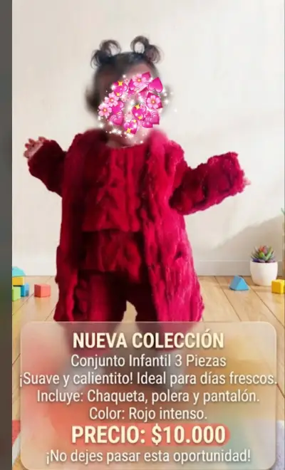 Conjunto infantil 3 piezas rojo intenso - miniatura 1