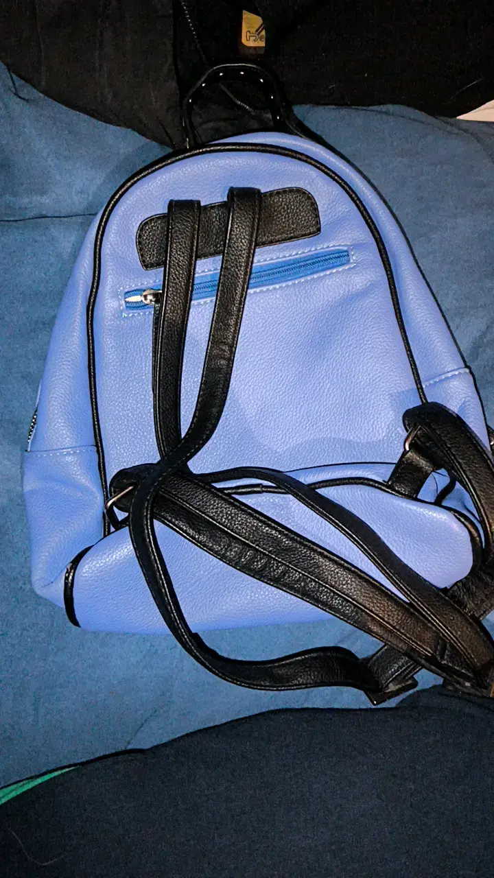 Mochila azul de cuero sintético Amphora - 2