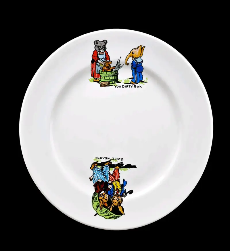 Plato decorativo vintage con ilustraciones
