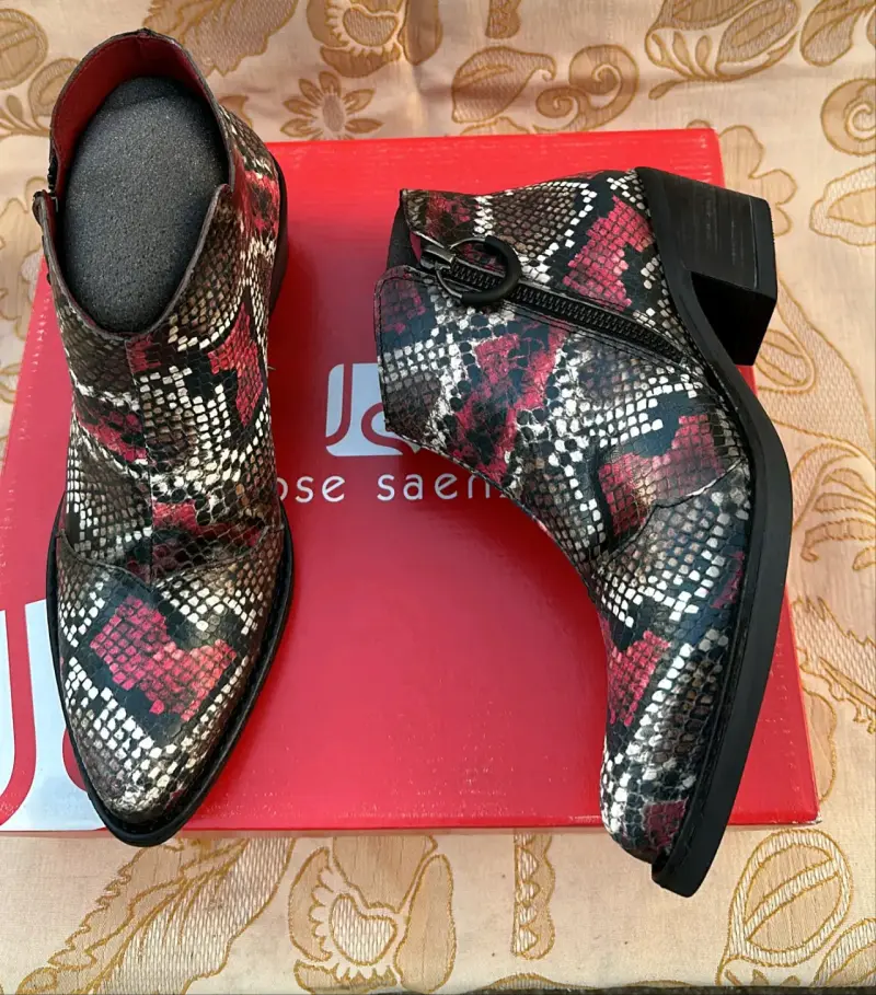 Botines de cuero estampado serpiente talla 35 - 2