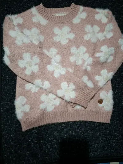 Suéter de niña rosa con flores Harvest talla 10 - miniatura 2