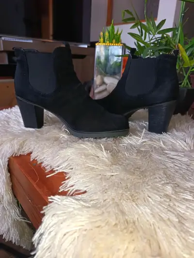 Botines de tacón negro para mujer - miniatura 1