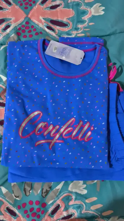 Pijama azul con diseño Confetti para mujer - miniatura 2