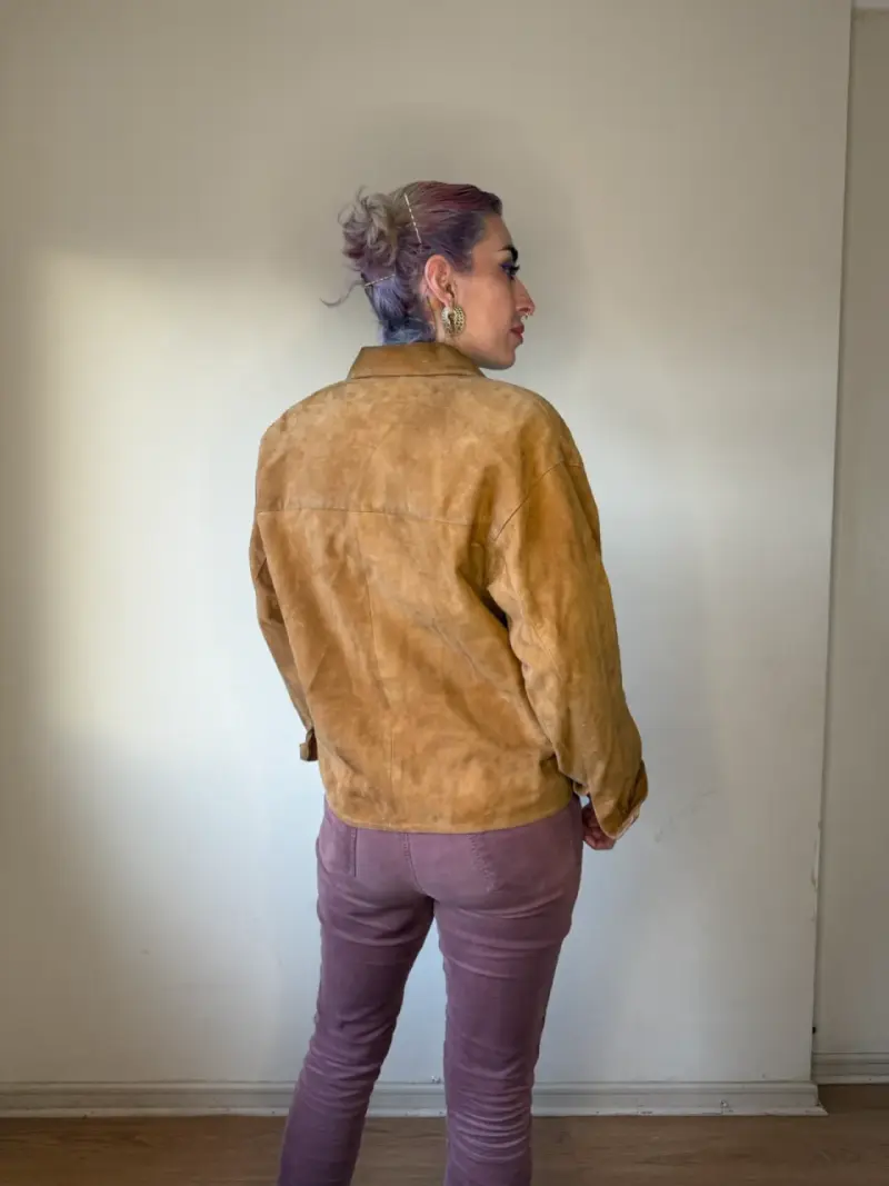 Sobrecamisa de gamuza café - 2