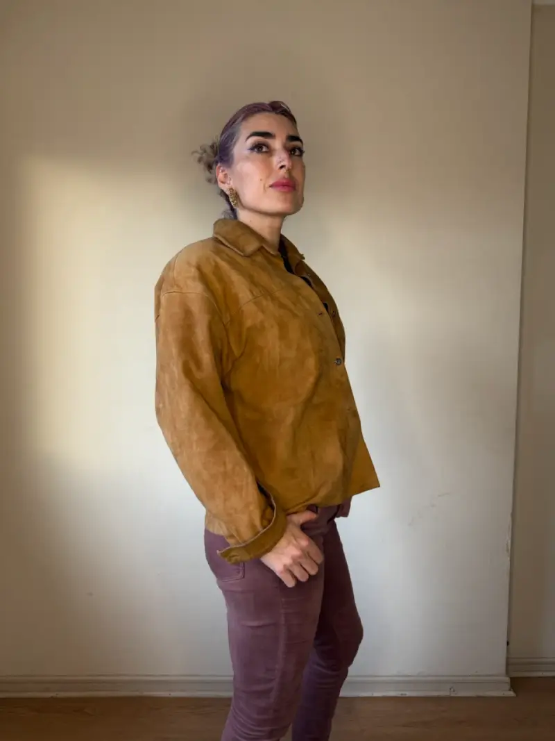 Sobrecamisa de gamuza café - 3
