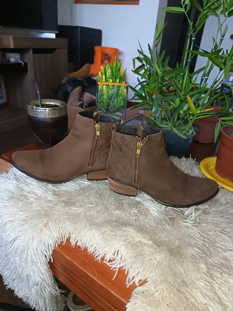 Botines de gamuza marrón con cierre lateral - 4