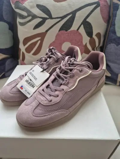 Zapatillas deportivas lila de gamuza para mujer - miniatura 1