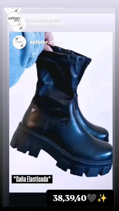 Botas negras con caña elasticada - miniatura 1