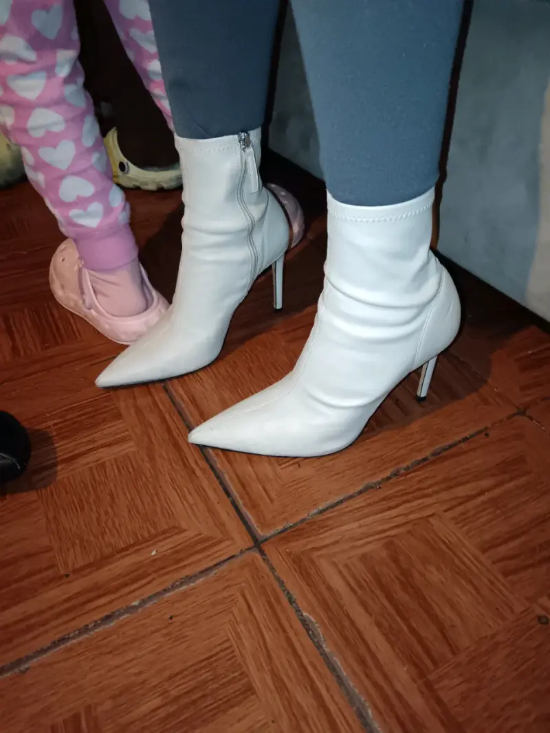 Botines de tacón alto blancos para mujer - 1