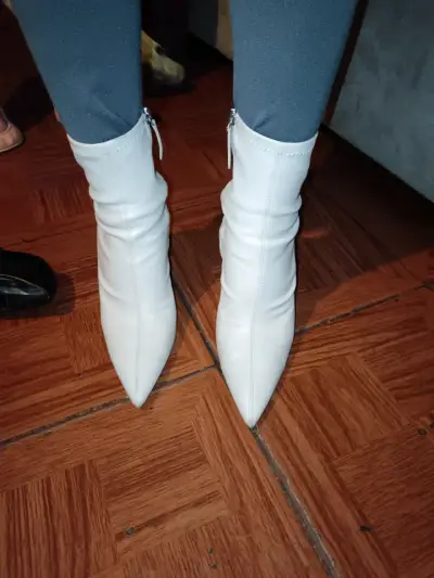 Botines de tacón alto blancos para mujer - miniatura 2
