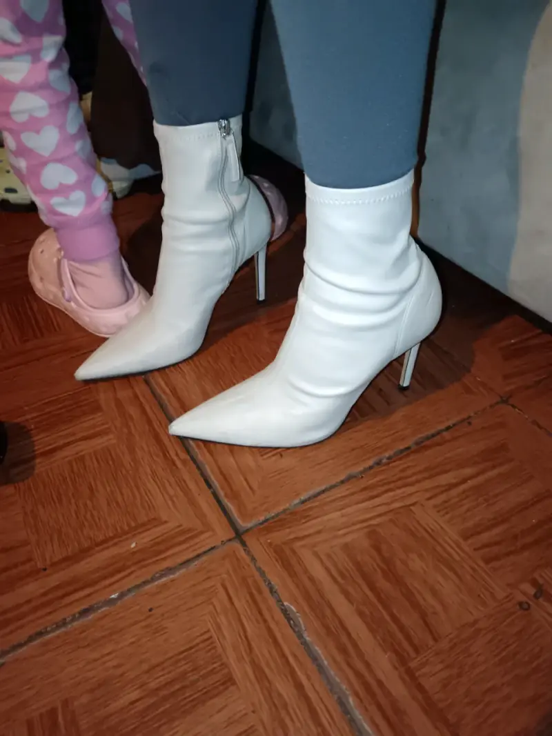 Botines de tacón alto blancos para mujer - 3