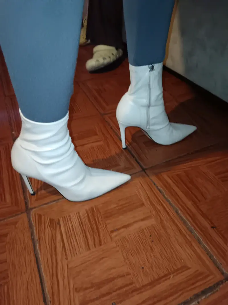 Botines de tacón alto blancos para mujer - 4