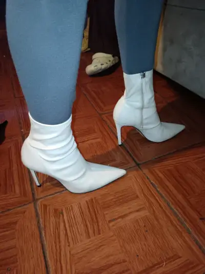 Botines de tacón alto blancos para mujer - miniatura 5